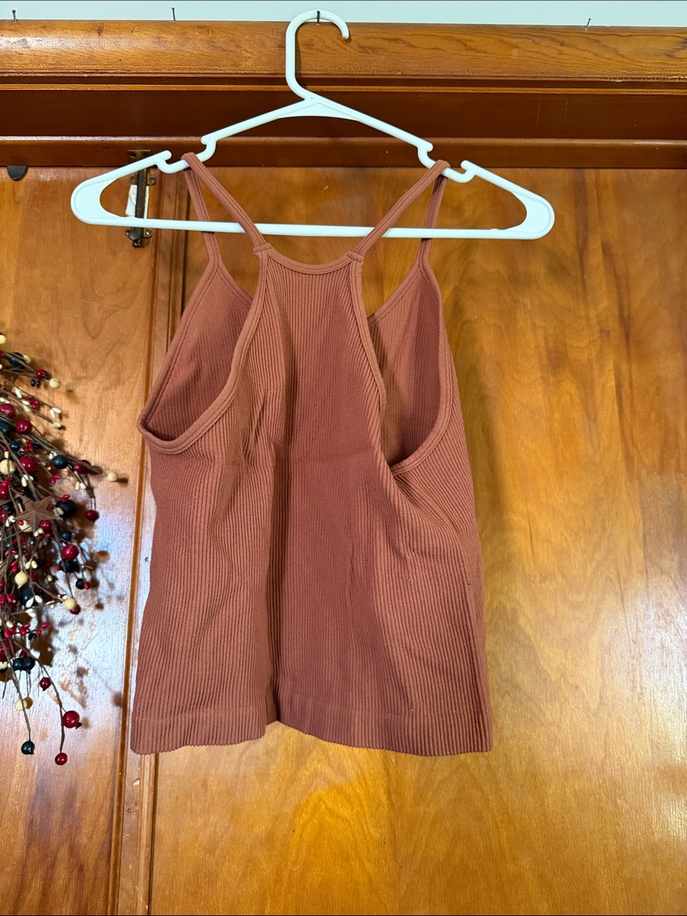 Rust Ribbed Double-Strap Tank Camisole - Picture 2 of 2